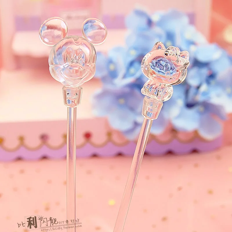 

Sanrio Hello Kitty Cute Cartoon Stirring Stick Girl Kawaii Crystal Mud Hand Tool Stirring Transparent Cat Head Stirring Stick