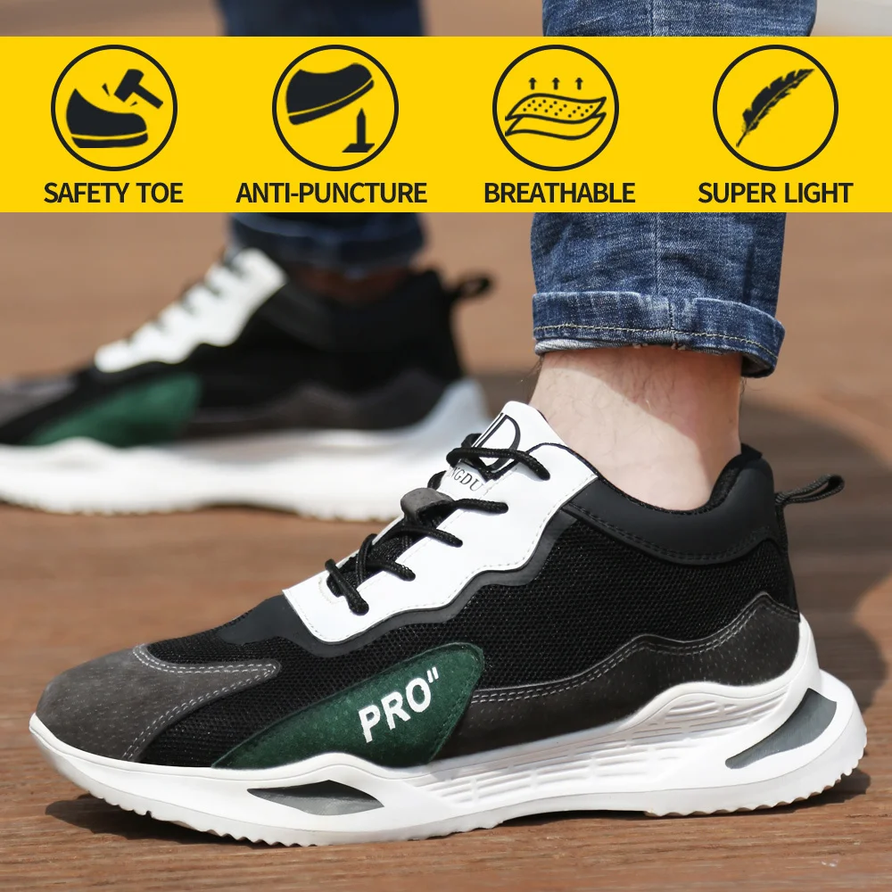 

New Work Safety Shoes men Steel Toe Anti-Smashing Anti-Puncture Soft Light Comfortable Protective Boots women Sneaker