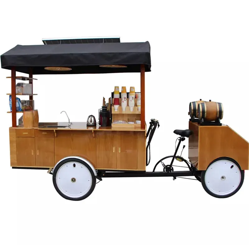 

2021 Coffee Bike Shop Ice Cream Mobile Food Cart with Solar Panels Cargo Tricycle Electric Bicycle for Sale
