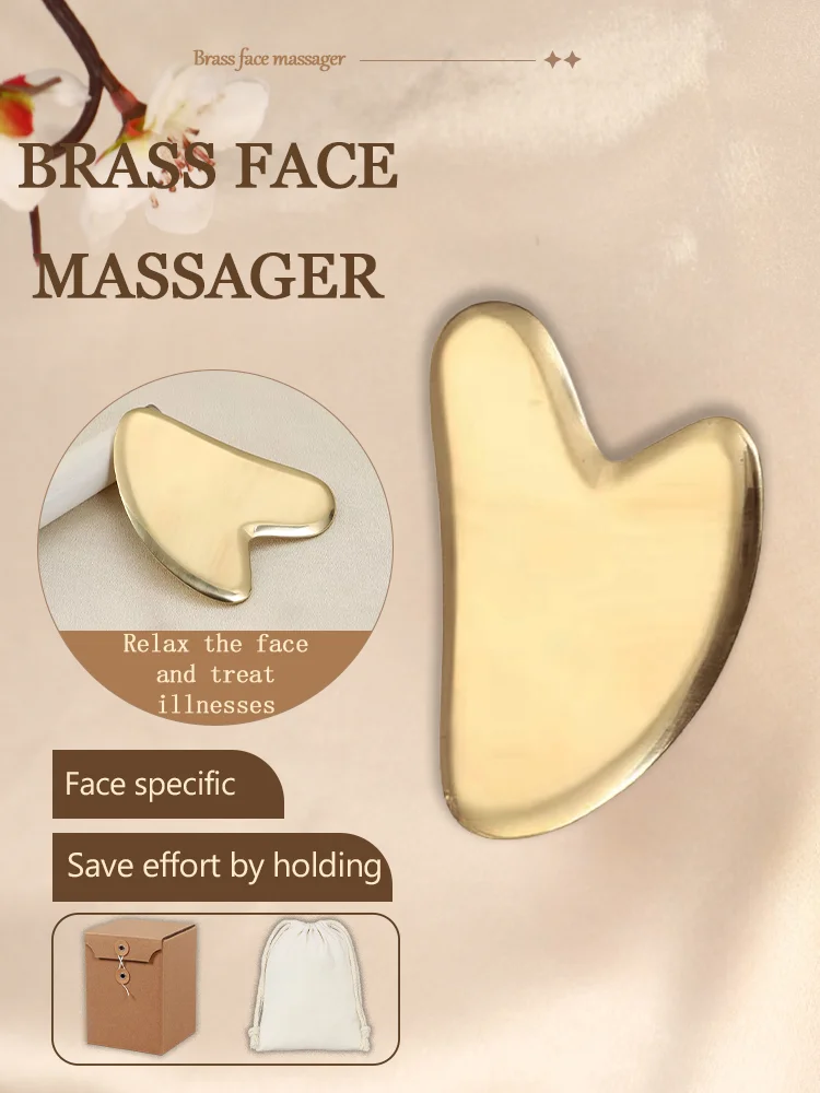 Бесплатный Пользовательский логотип гуаша инструмент для лица медный Массажа