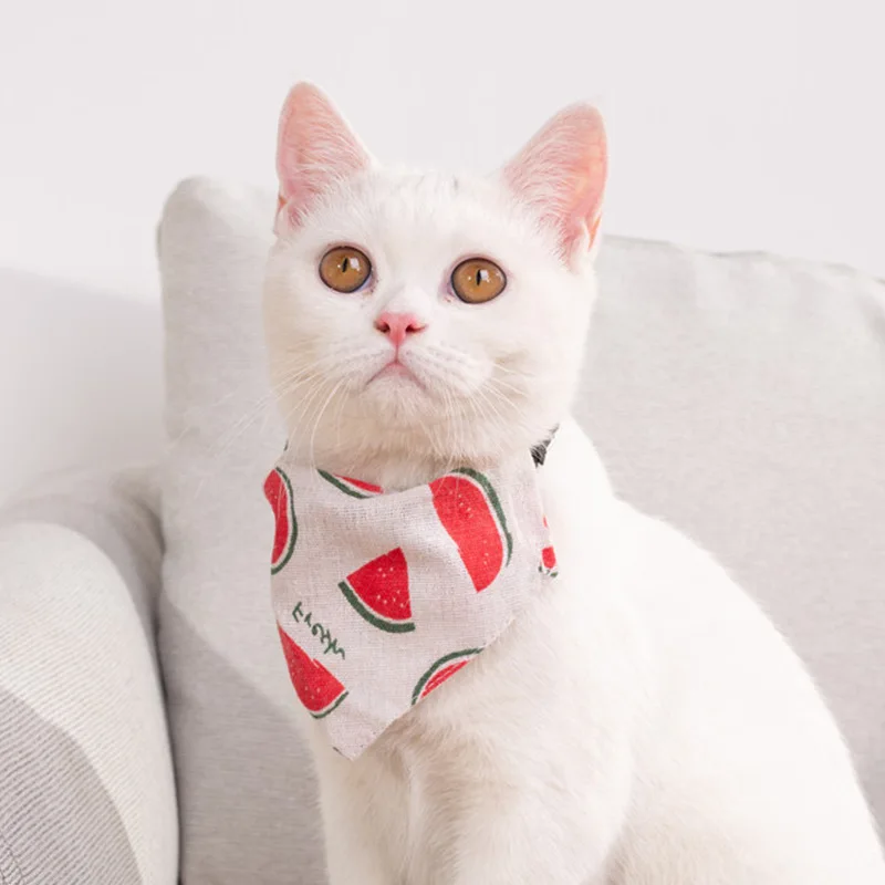 

2 Pcs Dog Collar Neckerchief Cute Adjustable Small Dog Collars Puppy Pet Slobber Towel Outdoor Cat Collar Print Scarf Design