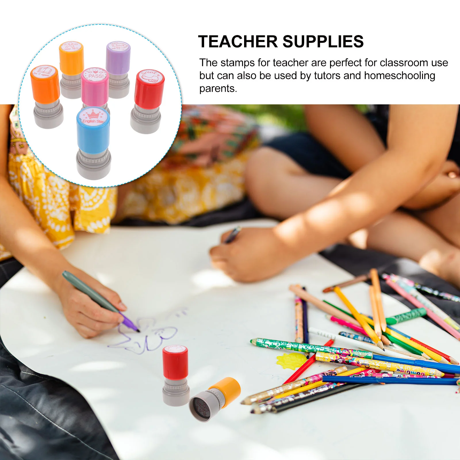 

6 Pcs English Comment Stamp School Stamps Teaching Supplies Kid Teacher Self Inking Classroom Teachers Elementary Plastic Child