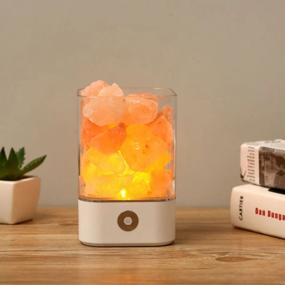 

Crystal Natural Himalayan Salt Lamp USB LED Multicolor Night Light Table Lava Lamps For Bedroom Bedside Amber Salt Rock Lamp