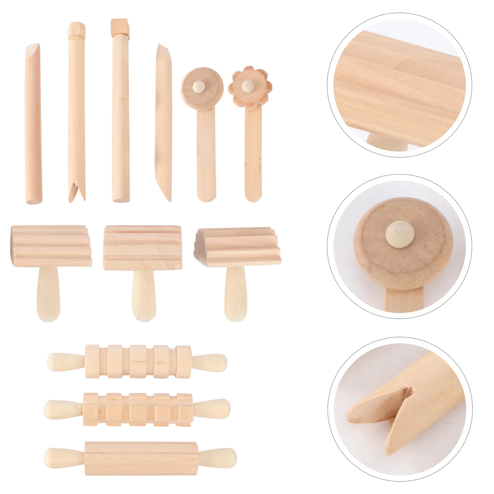 

Clay Tools Pottery Pin Wooden Dough Rolling Tool Kids Sculpting Set Wood Roller Carving Molding Modeling Sculpture Stamps Needle