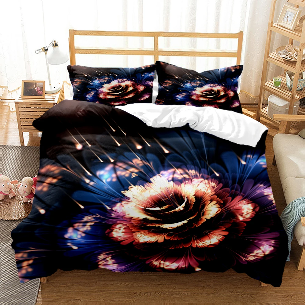 

Модный комплект постельного белья с цветочным принтом, Комплект постельного белья для девушек с двойной кроватью, пододеяльником и наволочкой, Семейный комплект постельного белья