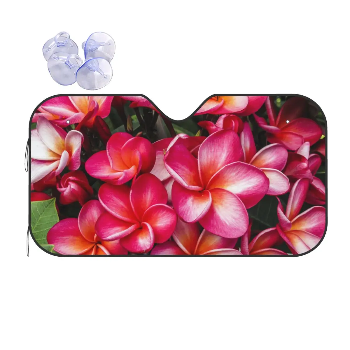 

Red Sunshade Windscreen Plumeria Flower Funny Car Front Window Visor 70x130cm Car Sunshade Accessories Covers
