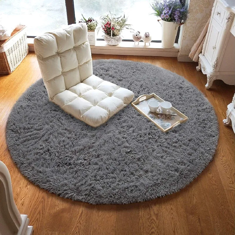 

Round Rug Fluffy Circle Rug for Kids Room Fuzzy Nursery Play Mats Shaggy Circular Area Rugs for Living Room Bedroom Bath Room