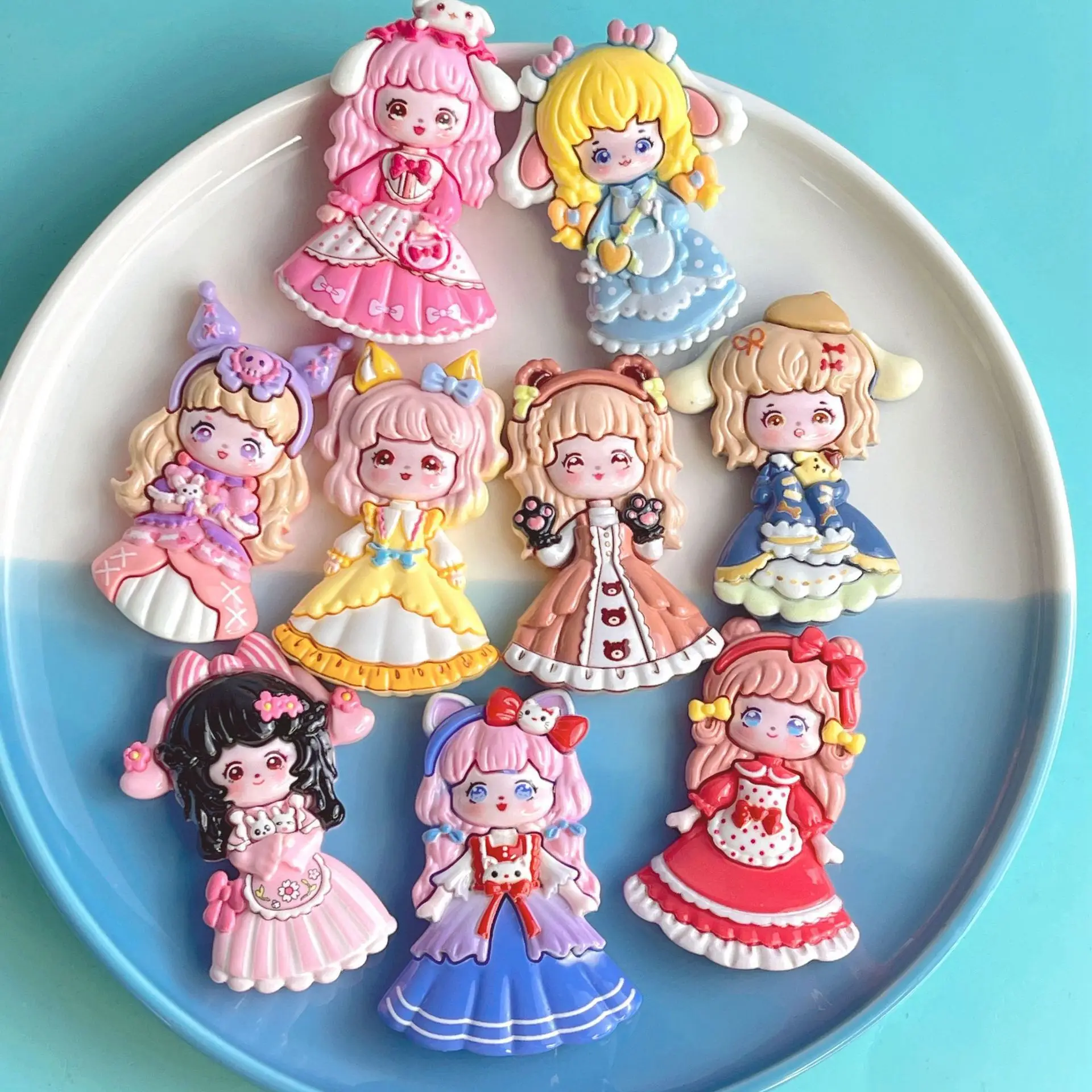 2 шт. большая мультяшная принцесса девочка мультфильм Смола с плоским основанием