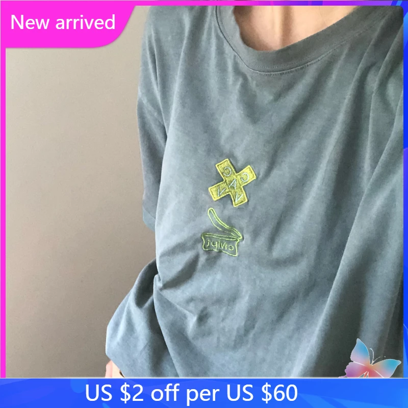 

Summer CAV C.E Short-sleeved T-shirt Embroidered Error Logo Washed Vintage Batik Loose Cav Empt T Shirts