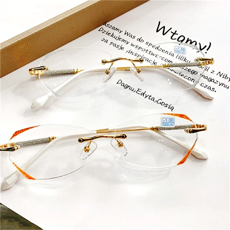 

High Quality Frameless Anti Blue Ray Reading Glasses Diamond Cut Edge Hyperopia Presbyopic Presbyopia Elderly Eyeglasses Eyewear