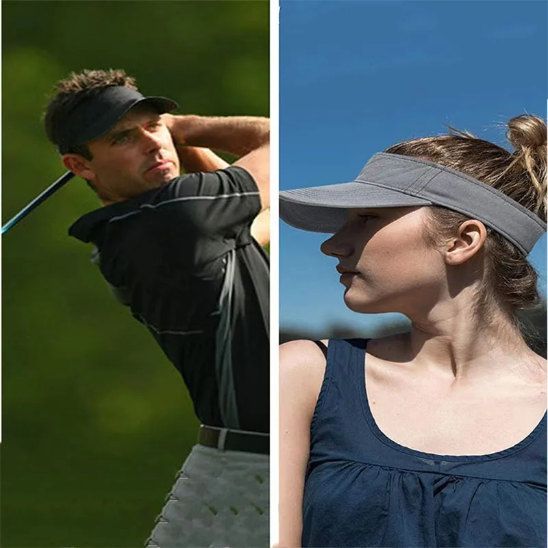 

Men Summer Sun Hats Women Cotton Adjustable Visor UV Protection Top Empty Solid Sport Tennis Golf Running Sunscreen Baseball Cap