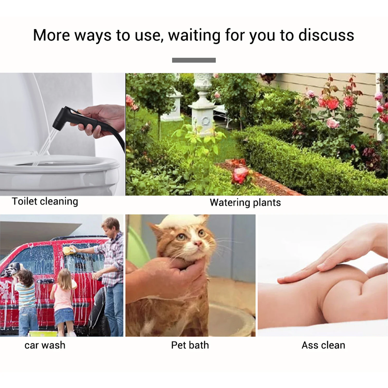 Черный набор для биде с ручным портативным душем Shattaf Jet Douche для ванной комнаты, кухни и сада.