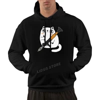 cuddly combat cat design hoodie sweatshirt harajuku streetwear 100 cotton mens graphics hoodie