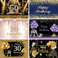 laeacco gold shiny spotlight celebration 30 40 50th birthday party banner photography backdrop balloon crown portrait background