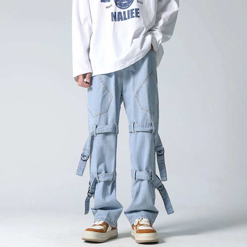 

Мужские мешковатые джинсы с карманами 2022, байкерские классические джинсовые брюки в повседневном стиле, цвет черный/синий, размеры