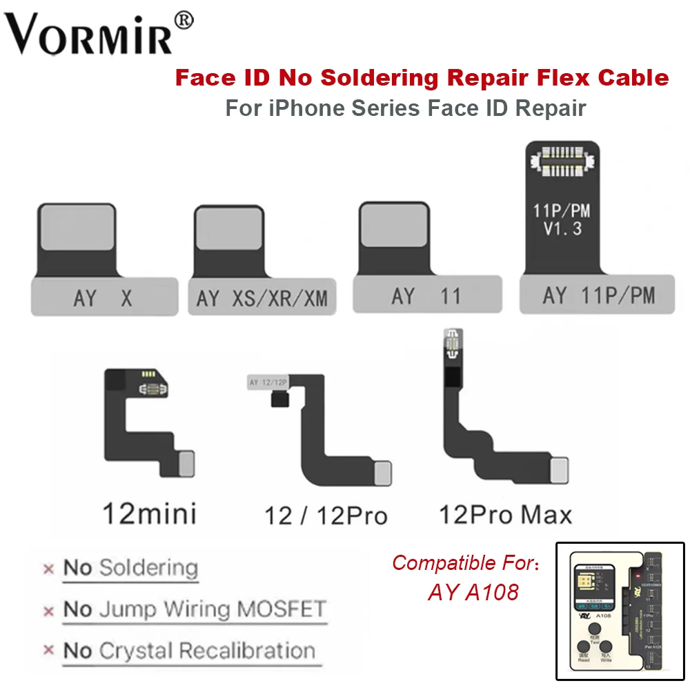 

AY A108 Dot Matrix Projector Repair Programmer Flex Cable For iPhone X to 14 Face ID External Flat Cable No Need Soldering Tools