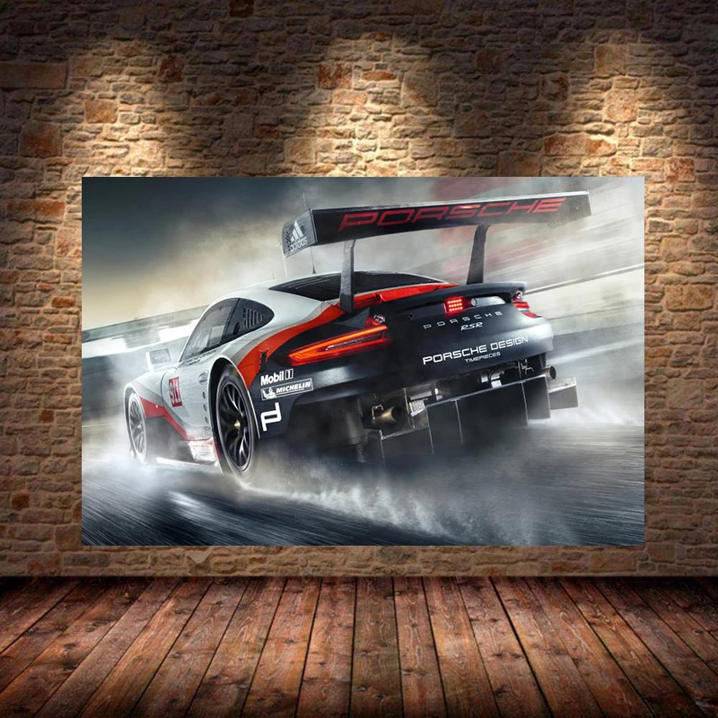 

Modern Wall Art Canvas Paintings Porsches 911 RSR Racing Cars Back View Vehicle Posters and Prints for Living Room Decor Cuadros