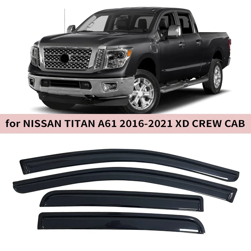 

Оконный козырек для Nissan Titan A16 XD Crew CAB 2016 2017 2018 2019 2020 2021, потертый козырек для боковой двери, защита от ветра и солнца от дождя