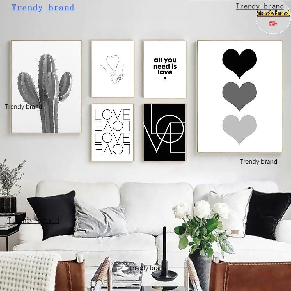 

Minimalist Black White Quote Love Canvas Painting Art Nordic Posters and Prints Wall Pictures for Living Room Decor Frameless