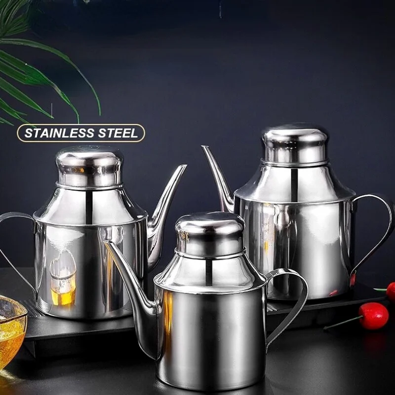 

Stainless Steel Oil Can Dispenser Barbecue Glass Mixing Condiment Bottle Vinegar Soy Sauce Spray Oiler Seasoning Jar with Filter