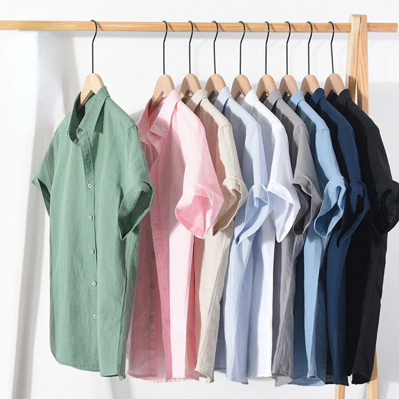 

Мужская летняя рубашка с коротким рукавом и квадратным вырезом