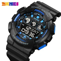skmei sport mens watches led light digital count down wristwatch military world time chrono clock 5bar waterproof reloj hombre