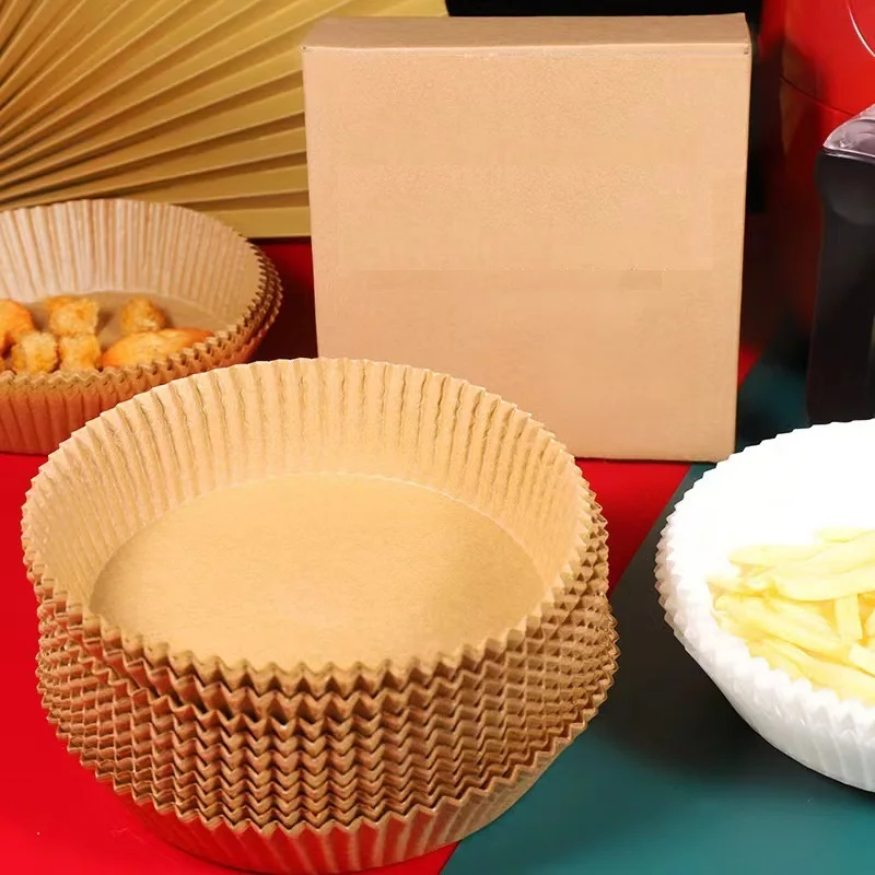 

50pcs/set Kraft Paper Liners Non-Stick Disposable Paper Tray Barbecue Plate Food Oven Kitchen Round Baking Paper