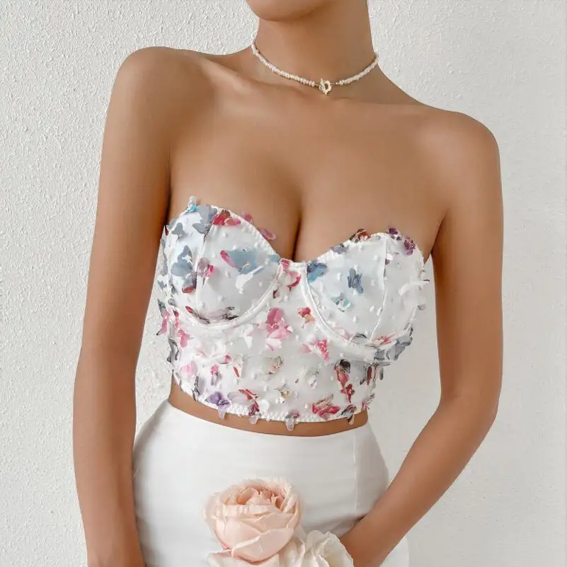 

Corset Top Y2k Women 2022 New Three-dimensional Butterfly Chest Wrap Sexy Tank Top Female Crop Top Party Club Streetwear p361
