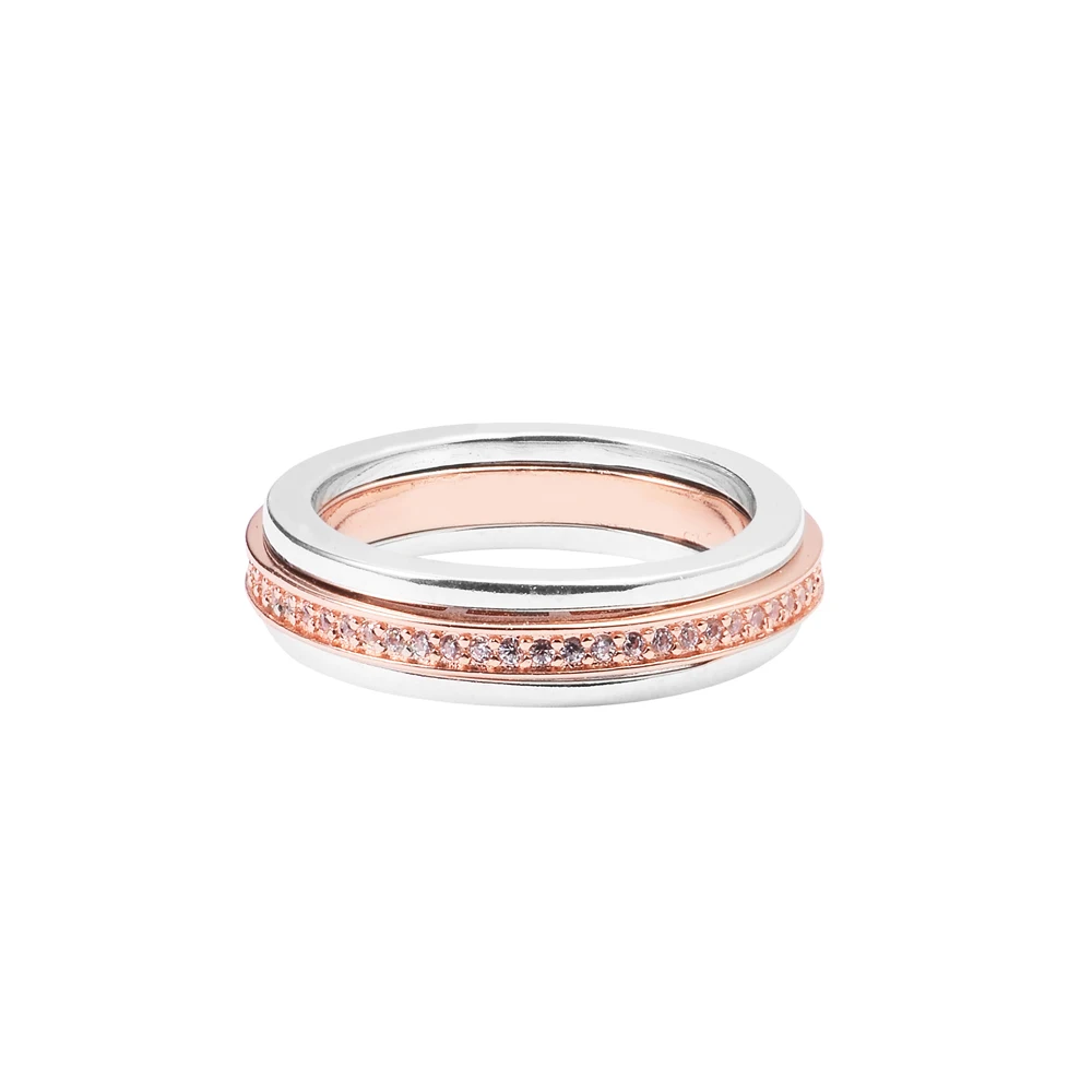 

Двухцветное кольцо с фирменным логотипом и ПАВЕ, ювелирные изделия из стерлингового серебра 925 пробы, модные европейские украшения «сделай сам» для женщин, оптовая продажа, аксессуары, подарок