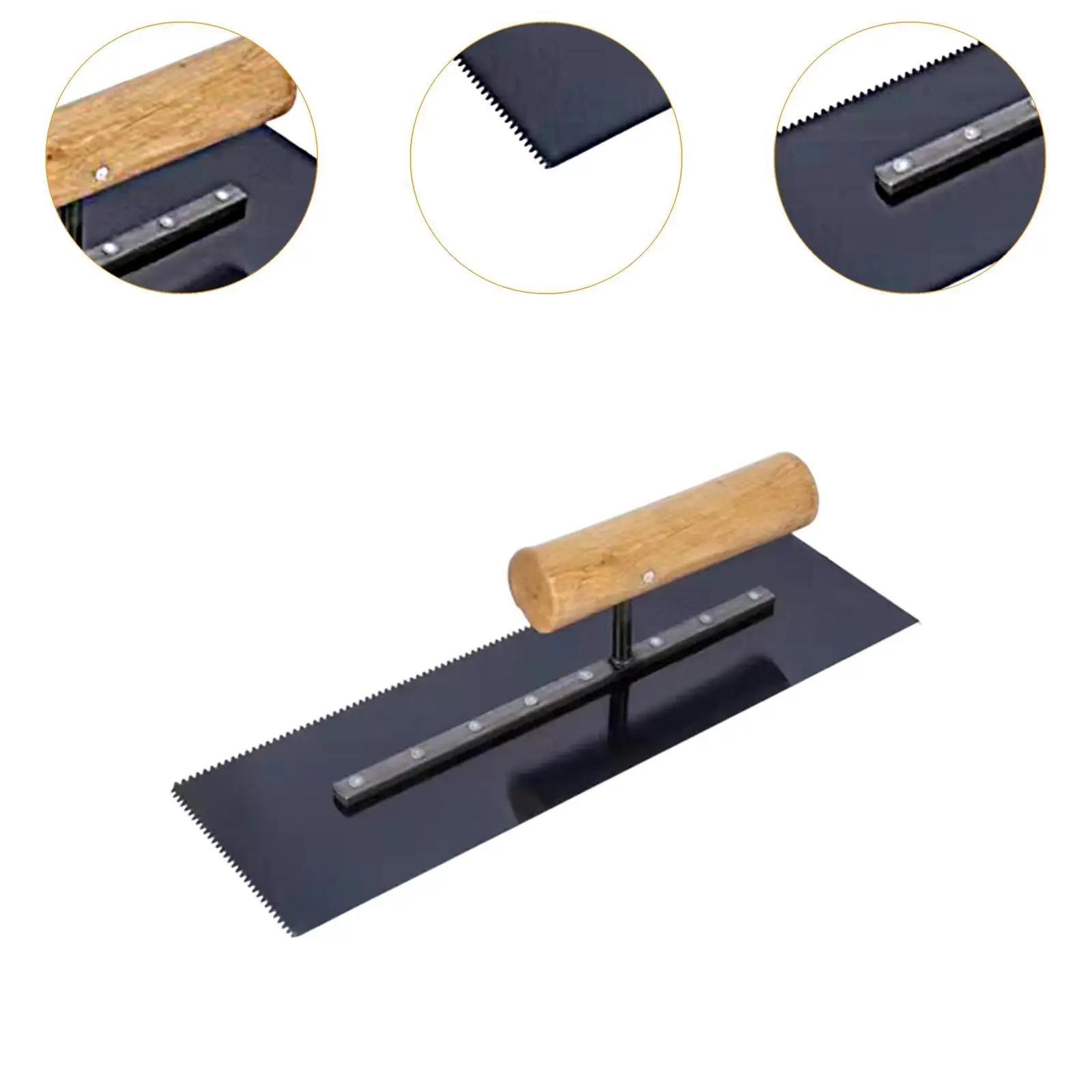 Plastering Trowel with 2 mm Sawtooth Manual Tool Concrete Finishing Trowel for Construction Drywall Tile Cement Bricklaying