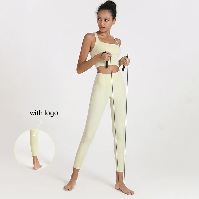 New 11 Colors With Logo Ladies Elastic Seamless Wide Leg Tight High Waist Yoga Pants Breathable Soft Fitness Sports Leggings