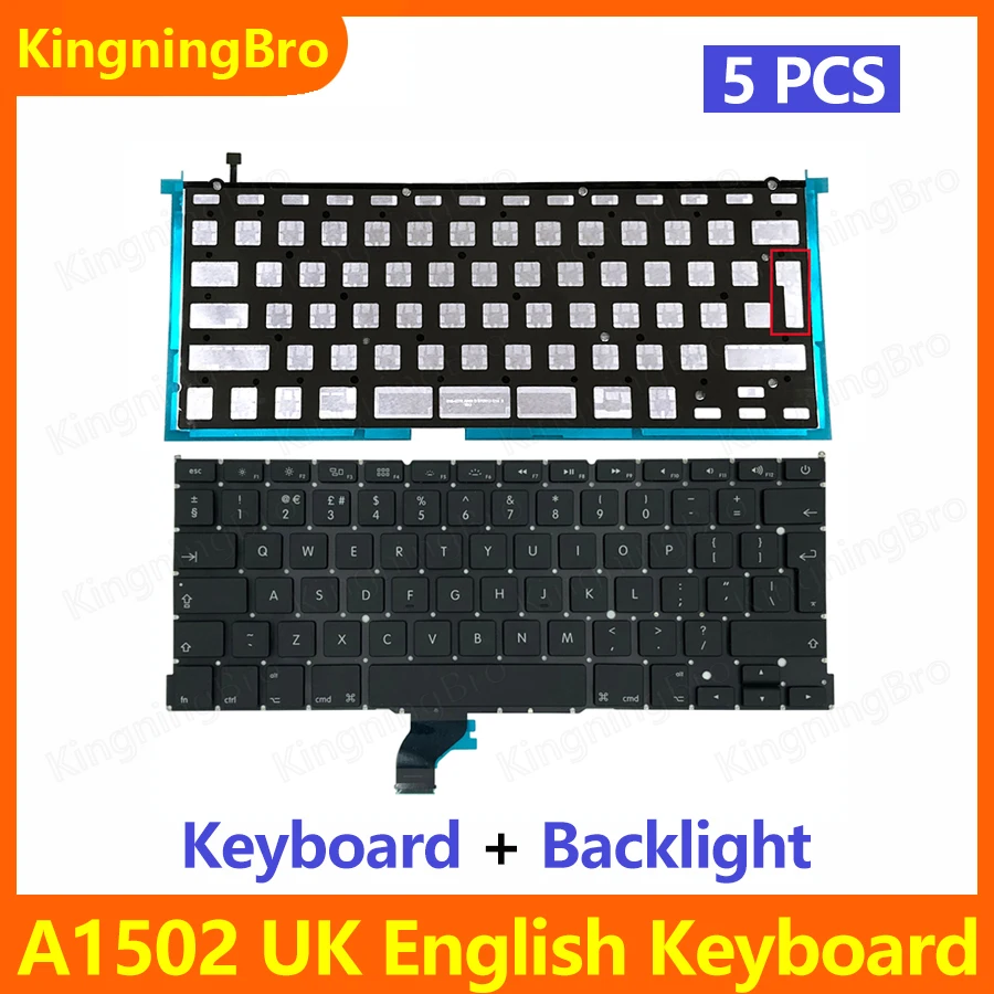 

5 pcs/lot New Replacement Keyboard With Backlight For Macbook Pro Retina 13'' A1502 UK English Keyboard 2013 2014 2015 Year