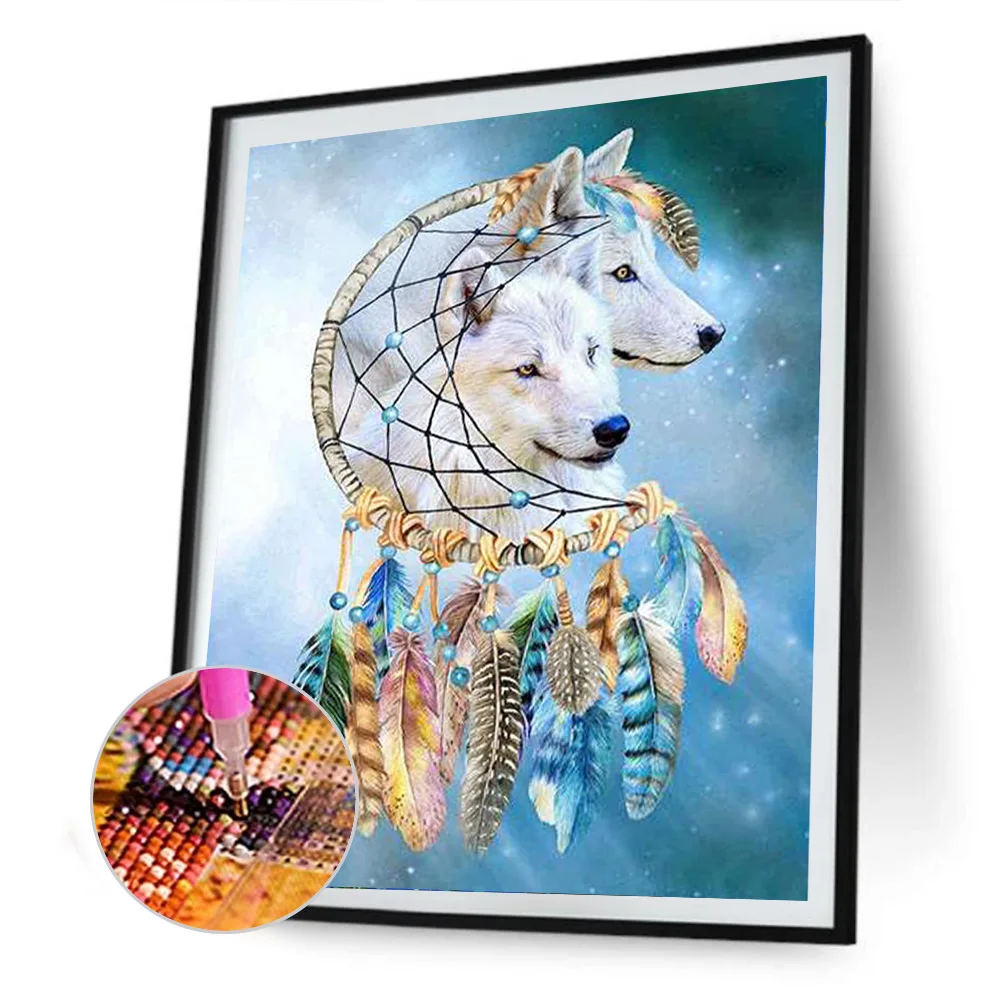 Алмазная 5D картина &quotсделай сам&quot Ловец снов волк полная круглая мозаика набор