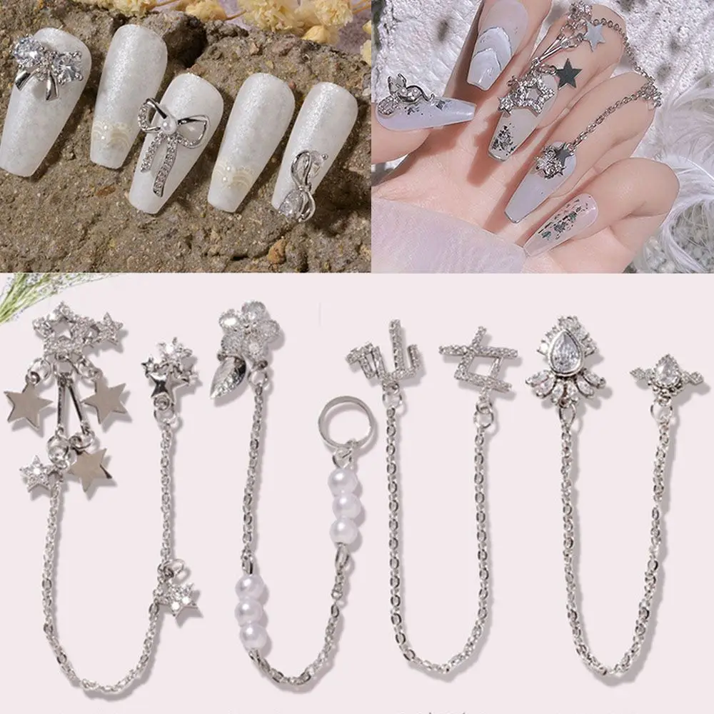 

Silver Butterfly Crystal Alloy Bowknot Nail Art Rhinestones Manicure Jewelry Zircon Nail Decoration