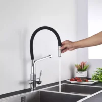 Filter Kitchen Faucet Black Dual Spout Drinking Water Faucet Mixer 360 Degree Rotation Hot Cold Water Purification Feature Tap