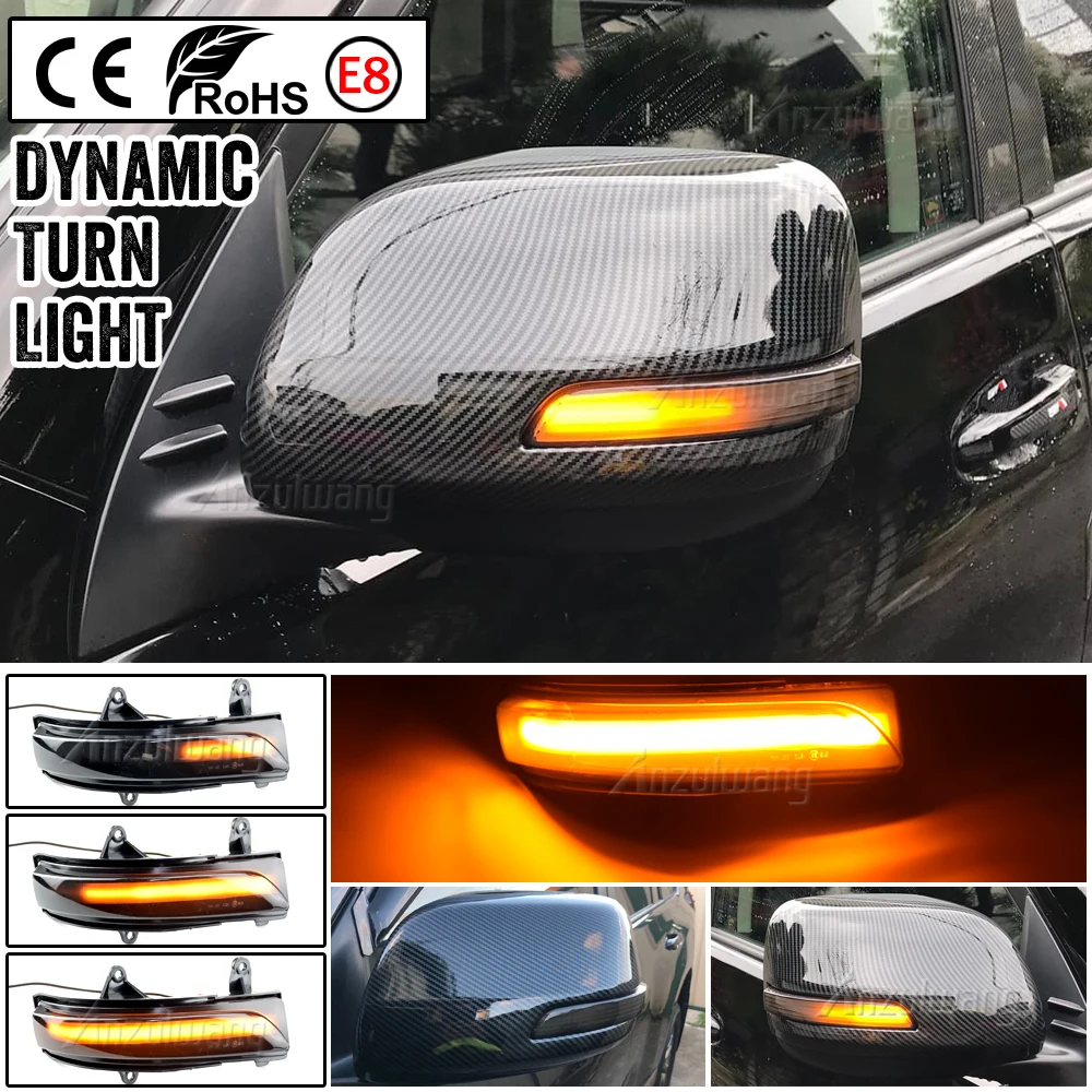 Фото Светодиодный динамический мигающий свет зеркала для Toyota Land Cruiser FJ200 LC200/Prado FJ150 2010-2020 2021 последовательный указатель поворота №4