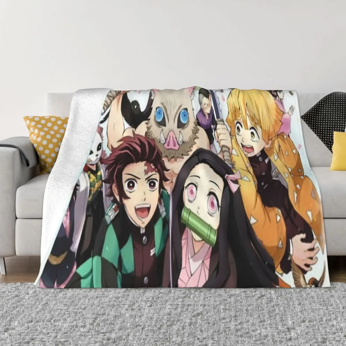 

Demon Slayer Anime Poster Portable Warm Throw Blankets for Bedding Travel