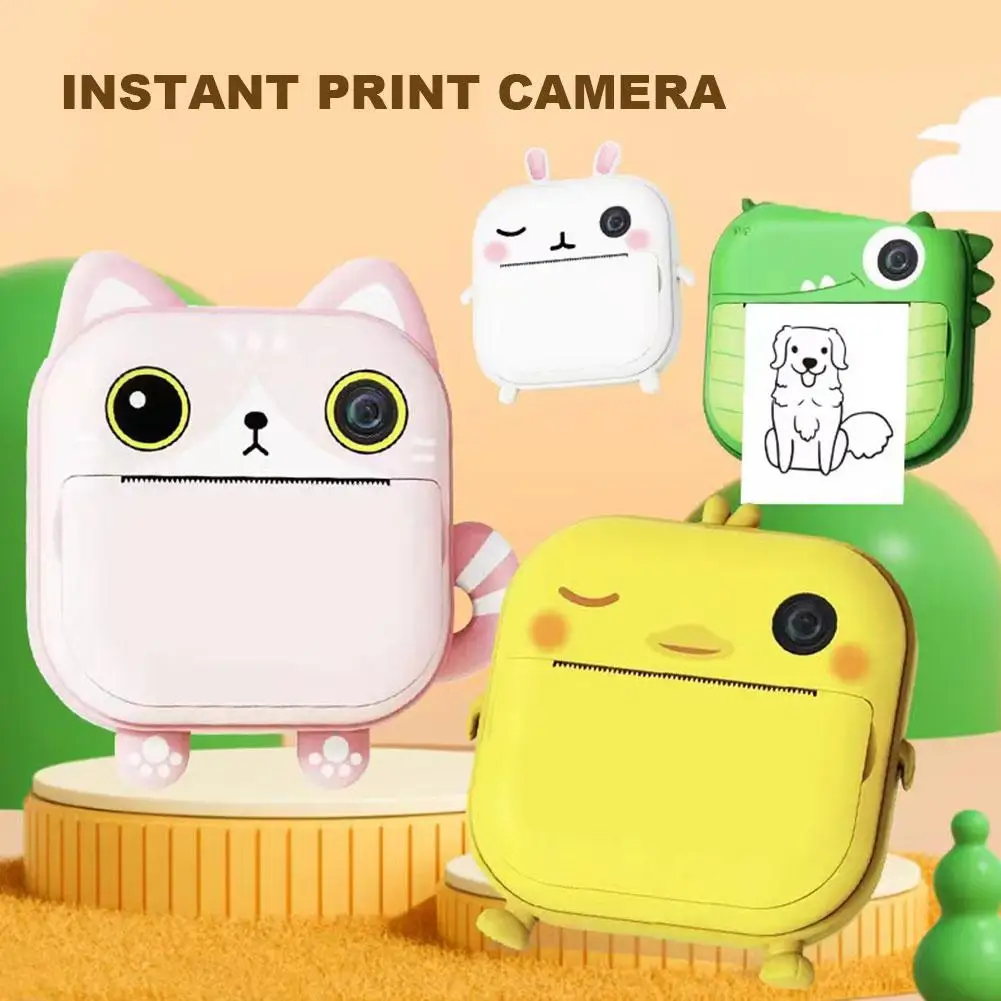 

Kids Instant Camera 2.4 Inch Ips Screen Full Instant Print Digital Camera With Lanyard Thermal Printing Paper Birthday Gifts