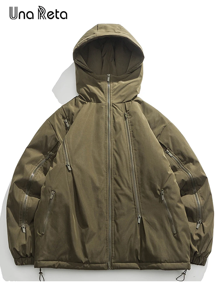 Una Reta Winter Men Coat New Hooded Couple Parkas Men Clothing Harajuku Warm Hip hop Zipper design Men Jacket Coat