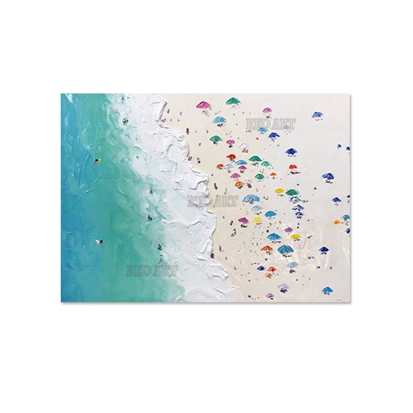 Толстая Текстура картина маслом на холсте пляжная волна Картина абстрактный