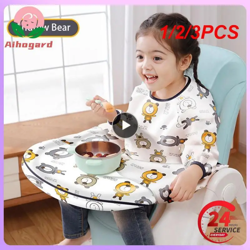 

1/2/3PCS Feeding Bib for Baby Boys 6-36Month Waterproof Bib Apron Smock with Table Cover Infant Mess Free Full Coverage