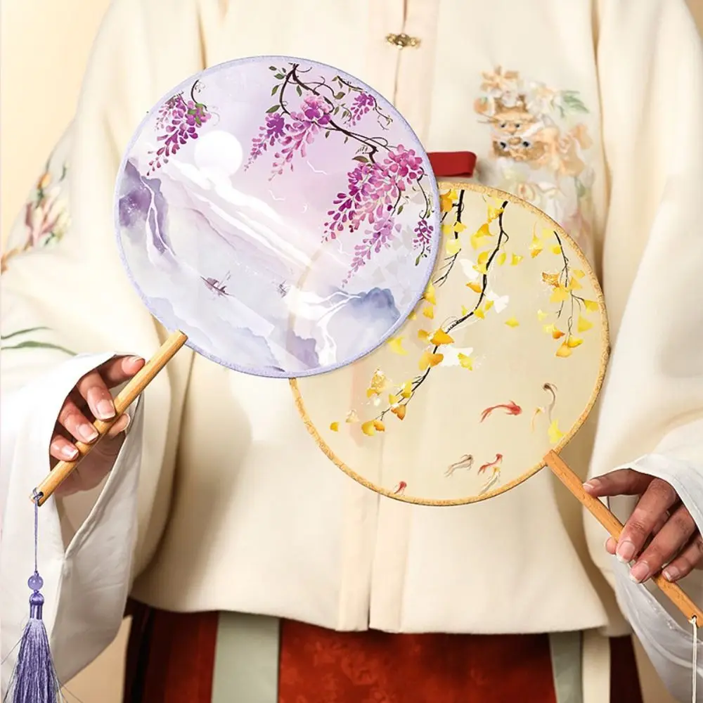 Полые круглые цветочные узоры в китайском стиле ручная веер для танцев шелковый