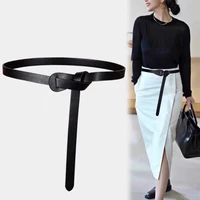 new business casual belt womens leather knotted decorative accessories dress texture leather fashion thin belt super soft