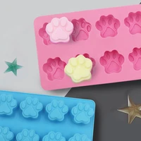 food grade silicone fondant dog footprint mousse cake cupcake cookie cat paw feet mould handmade chocolate kitchen baking tools