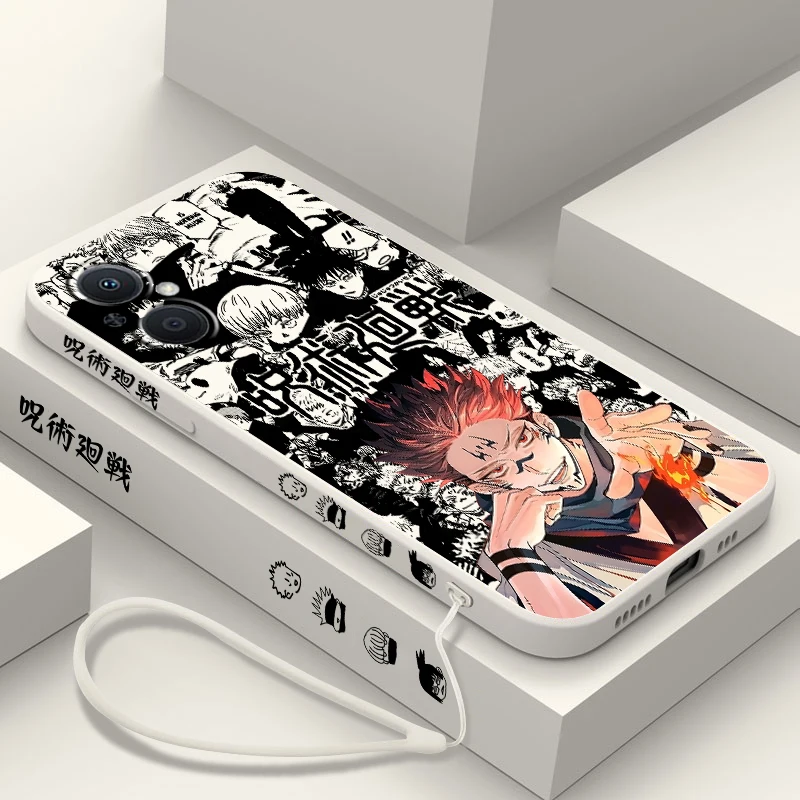 

Jujutsu Kaisen Yuji Sukuna Phone Case For OPPO Find X5 X3 X2 Lite Pro Neo A5 A53 A94 4G 5G Liquid Left Rope Soft Cover