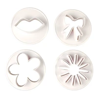 4pcs wedding flower bow shape cookie cutter custom made 3d printed fondant fudge biscuit mold for kitchen cake decorating tools