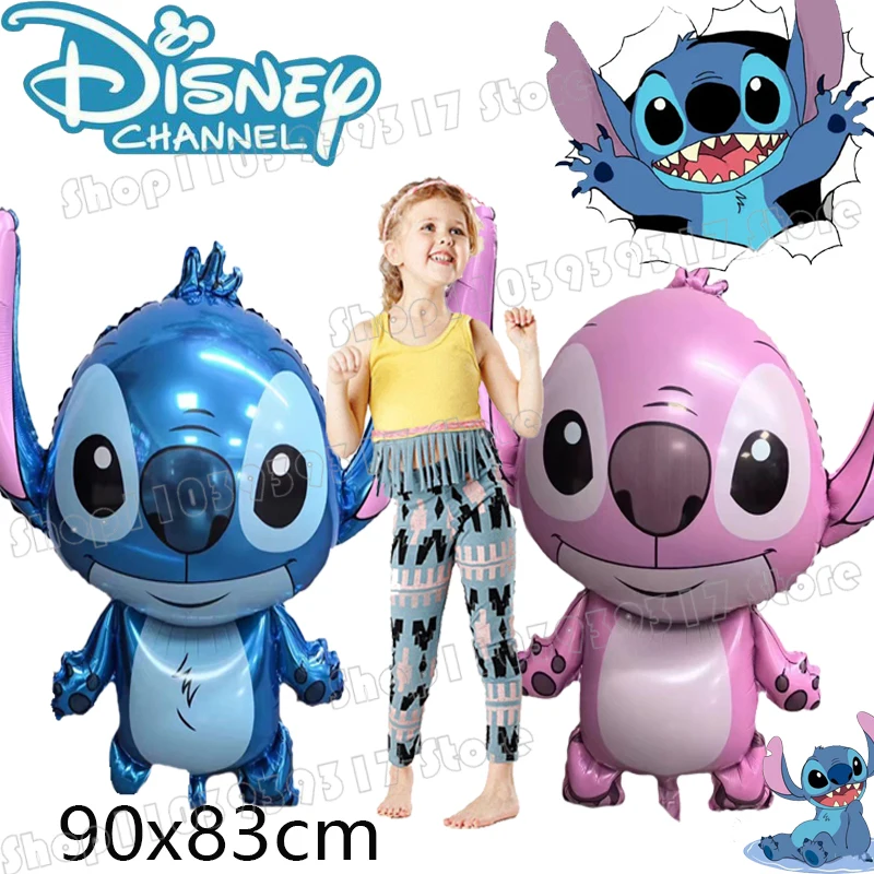 90x83cm Stitch Balloon Anime Disney Mickey Children's Aluminum Film Non Self Sealing Birthday Party Decoration Gift