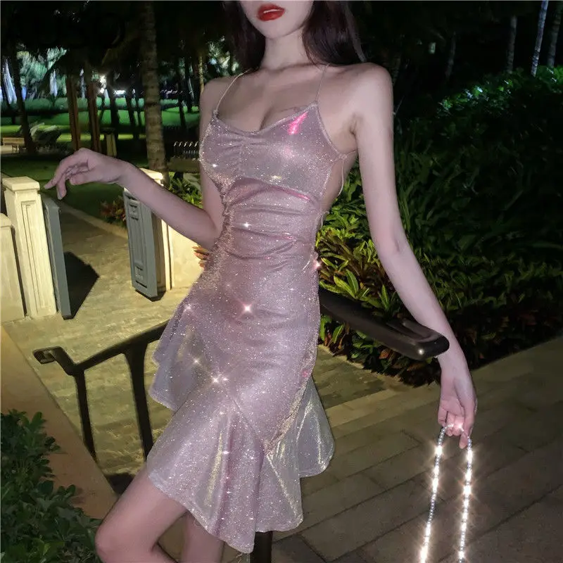 

Woman Dresses 2021 Summer Dress Women's Irregular Halter Vestido De Mujer Femme Robe