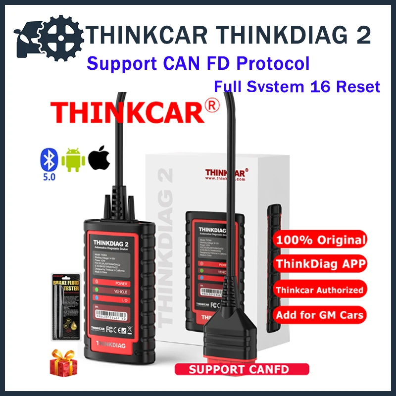 THINKCAR THINKDIAG 2 Автомобильный сканер OBD2 считыватель кодов полная система 16 сбросов CAN