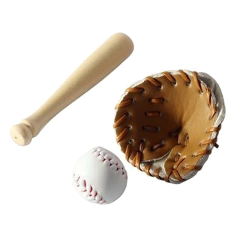

Mini Softball Baseball with Stick & Glove for Studio Accessory Boys Girls Props